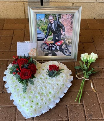 Floral tributes for Alan Doggett