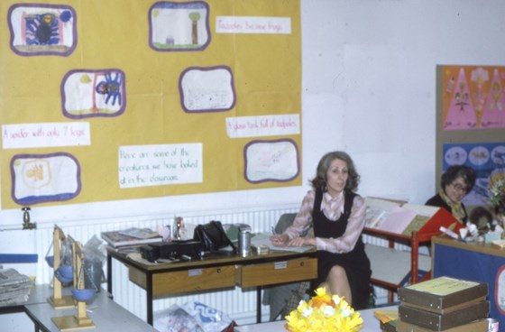 Ann working in Greystones Primary School, Sheffield 1985
