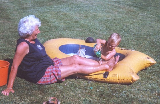 Jack plays with his Granny Annie at Clunie in Bakewell 1997