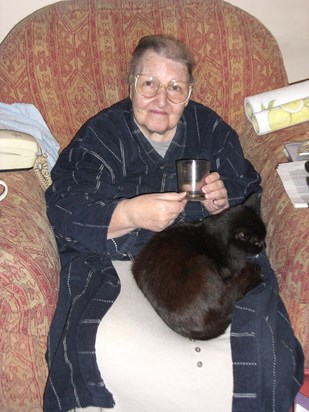 Mum with one of her beloved  cats