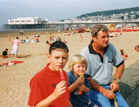 Ken with Ian and Danielle in Weston Super Mare 1995