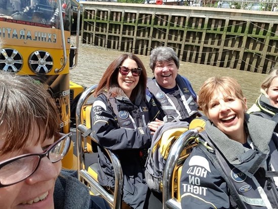 Celebrating Ruthie’s 60th on a Rib boat on The Thames