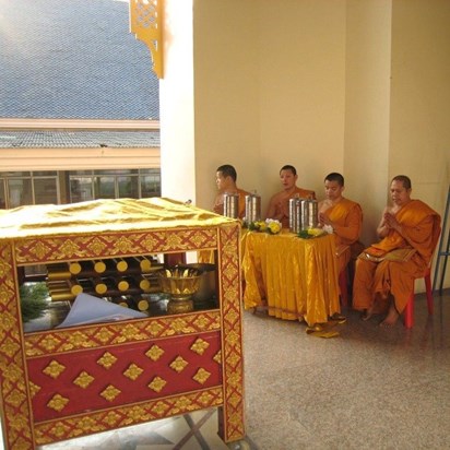 21 Monks Ready to Receive Alms