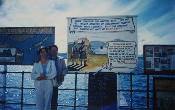 1991 Scotland, John & Joan waiting for the Isle of Mull ferry to Duart Castle. Taken by Anna-Lisa