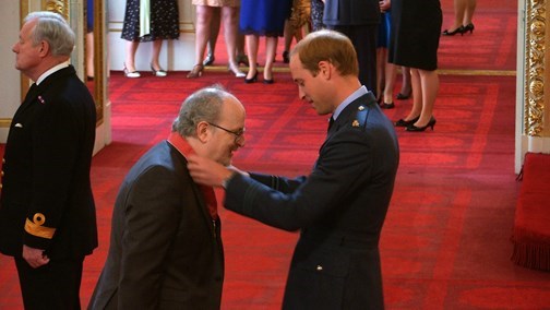 Paul receiving his CBE in February 2015