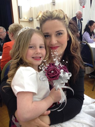 Me and your cousin Jessica as a bridesmaid. A princess just like you xx