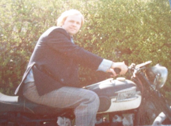 Geoff’s posing on his favourite motorbike, Triumph Tiger 110 - 1960’s