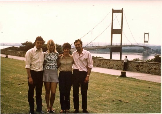 Chris with husband Alan, brother Alan, and sister-in-law Christine at the severn bridge