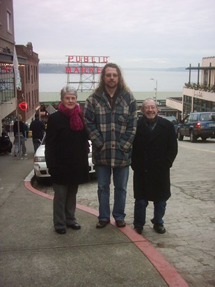 Chris, Alan and son Gavin at Pike Place Market in Seattle