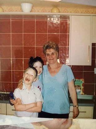 Heather in 2002 with her grandchildren - Elisa & Luke