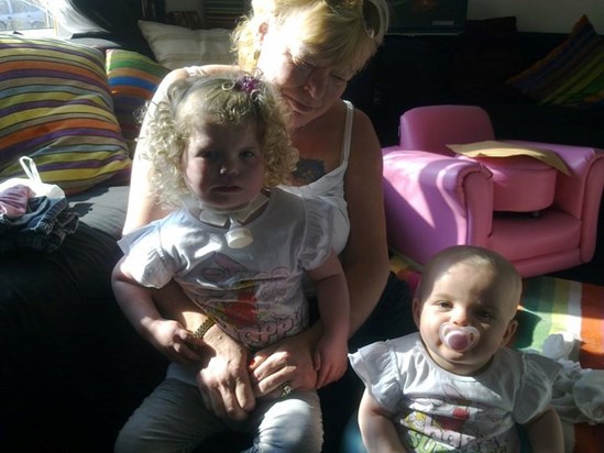 Lyn with Carys and Leyla 2 of her grandchildren.