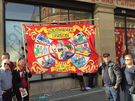 Clive with the Branch Banner in Manchester