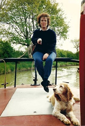 Lesley on the canal with Poppy