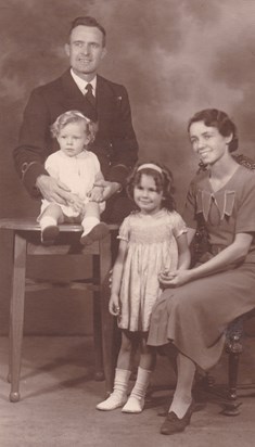 Marion with parents, Frank and Mona Teush and older sister, Stella