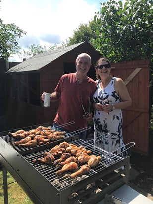 BBQ’ing at home, his happy place 