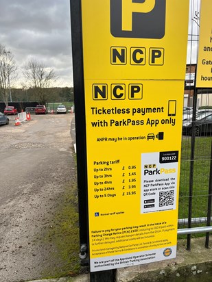 Parking details for NCP car park 