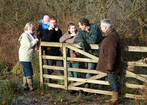 Paula and Rob with visitors on the farm. December 2008.