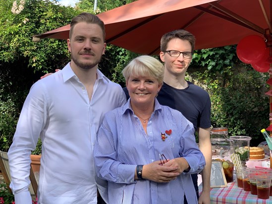 Grandsons Tom and Ben, who did a wonderful job making tea and Pimm's.  Grandma would be proud!