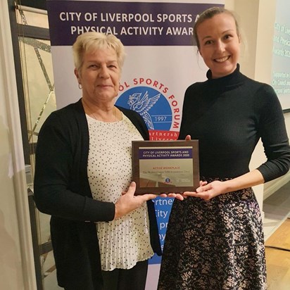 Liverpool Sports & Physical Activity Awards, winning Active Workplace of the Year, March 2020