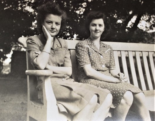 Mum with lifelong friend Sheila Bailey. Both aged seventeen. 