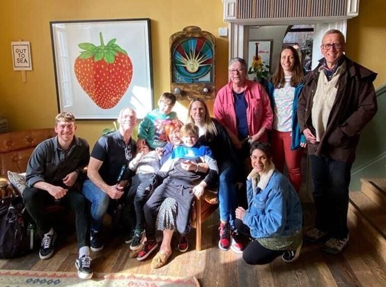 Elena surrounded by family at a Mother's Day celebration in Bristol in 2023.