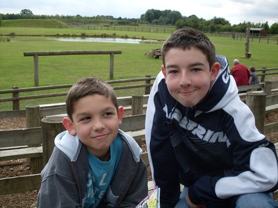 Sam with his younger brother James on a day out.  They were great friends.