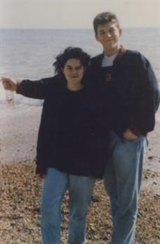 Me and Lawrence on Brighton beach the summer before he died.