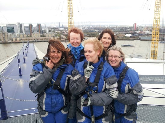 Sarah's 50th birthday treat - walking over the roof of the O2