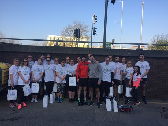 Fund Raising by Mike's Allianz colleagues 7 April 2017.  Run to Work challenge.