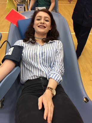 Our amazing daughter giving back some blood for the many units given to her dad in the attempt to make him better. ??xxx