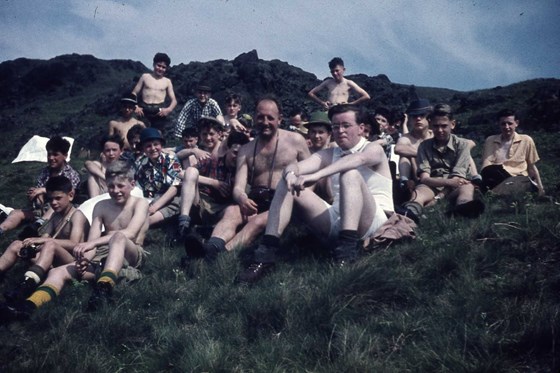 Malcolm, standing on left, with the boys from Tollington Grammer in the Lake District 1960