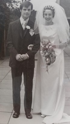 On his wedding day to Ellen, August 1971