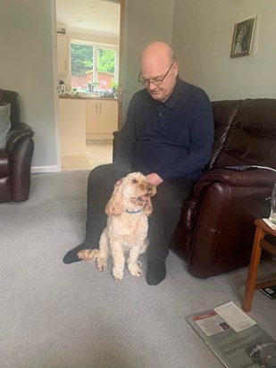 Pete with Rover on his doggy holidays to Redditch. Rover never left nanny and granddaddy’s hungry! 