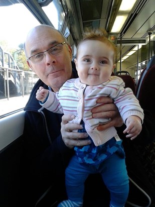 On the train with baby Evie, November 2012