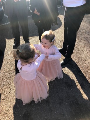 Malin and Freya looking lovely for papas special service xx
