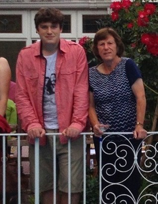 Will with his godmother Gill Watson at Caroline's 60th birthday party - August 2013