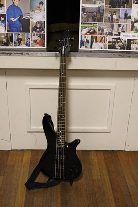 Will's battered but much loved bass guitar