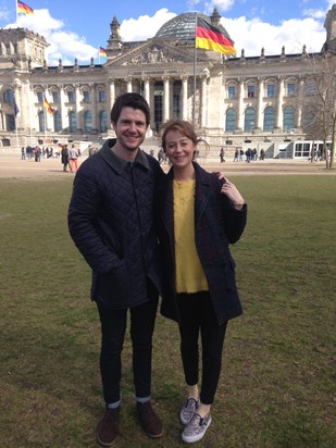 Harri and Jamie in front of the Reichstag, Berlin (Easter 2015)