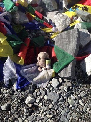 'Rabbi' and Will's ashes among the prayer flags