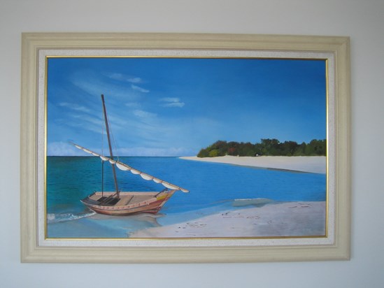 Beach & Boat by Elsa, painted for Gerald, Xmas 2004