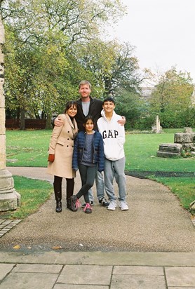 Sam and the kids back in  York in 2018