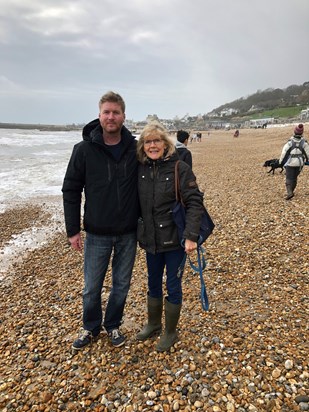 Sam White and his mom on her 70th birthday 