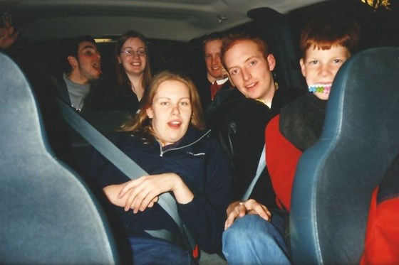 2002, the first time I met Brad (front: Amber, DJ, Brad; back: Burke, me, Joey)