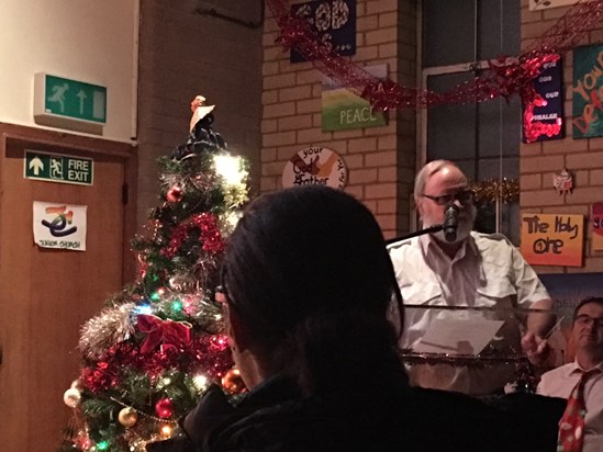 17th December 2017. Robin sharing the gospel at the Carol Service. 