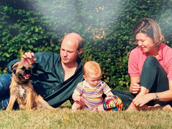 Summer 1995 Sonning Common Scruffy, Tim, Ben and Lindsay 