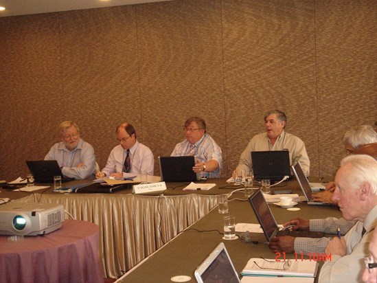 Peter contributing to discussions at an ISO meeting in Seoul 2008 - we will all miss Peter