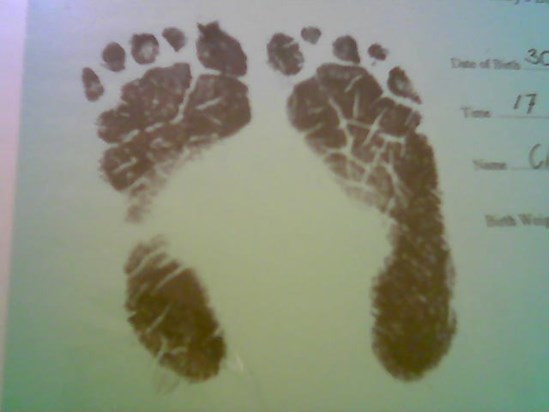 Chloe's foot prints