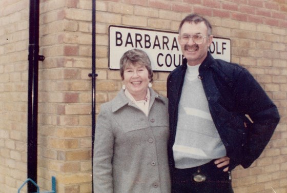 Barbara with her brother, Peter outside the estate named after her. 
