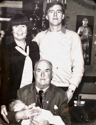 Barbara with her Dad, eldest son, Stuart and eldest grandchild, Laura. 