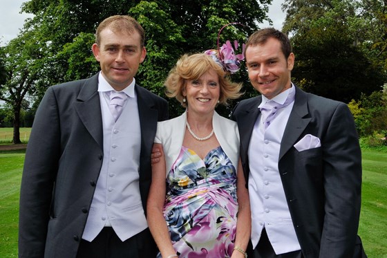 Mum with her 2 sons, Gavin & Thomas,  on Gavin's wedding day